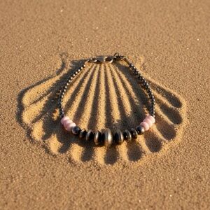 Oxidized 925 Pearls & Queen Conch Bracelet/ Anklet ( necklace sold sep) 8”+1